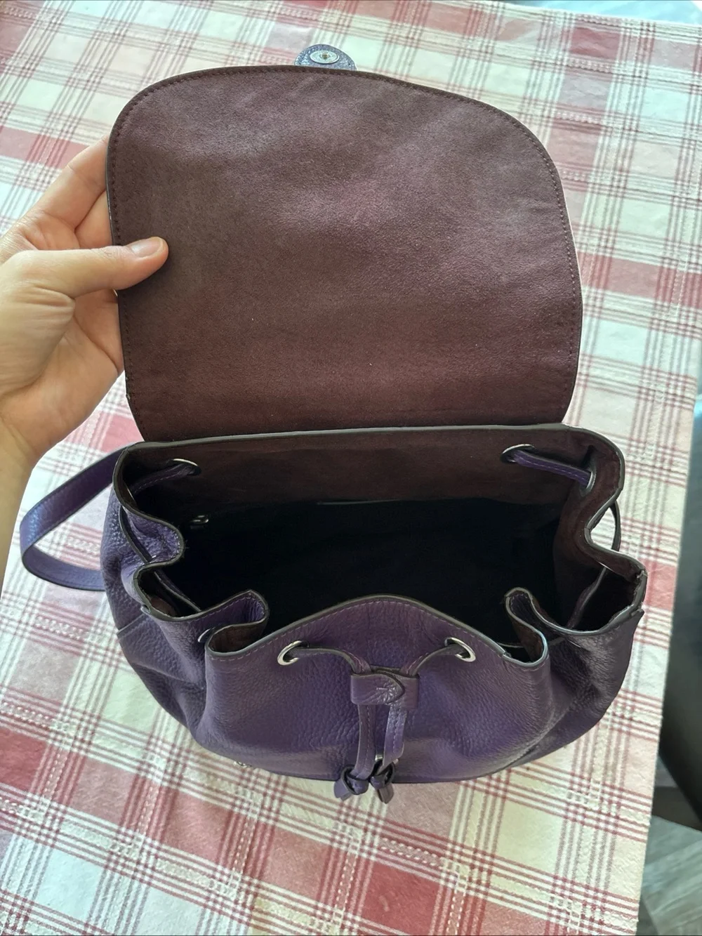 COACH Kleo Backpack Purple Leather Vintage Bag with Silver Buckle